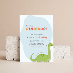 Brülle wie ein Dinosaurier Wasserfarbe-Dino 3. Geb Einladung