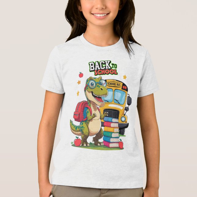 Brüllen- Bereit für die Schule – Dino Edition Tri-Blend Shirt (Vorderseite)