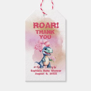 Brüllen Es ist ein Mädchen T-Rex Baby Dinosaur Ros Geschenkanhänger