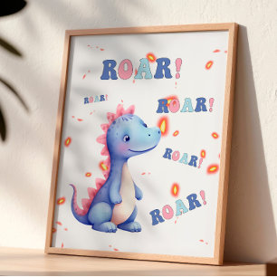 Brüllen! Niedliche Wasserfarbe Dinosaurier Kinderz Poster