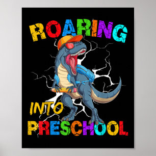 Brüllend in den Kindergarten T Rex Dinosaurier Zur Poster