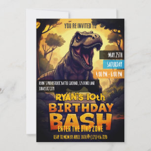 Brüllende T-Rex-Dinosaurier-Geburtstagsfeier Party Einladung