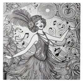 Brüllende Zwanziger Art Deco Retro Glamour Schwarz Fliese