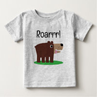 Brüllender brauner Bär Cartoon lustiges Baby T-Shi