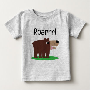 Brüllender brauner Bär Cartoon lustiges Baby T-Shi T-shirt