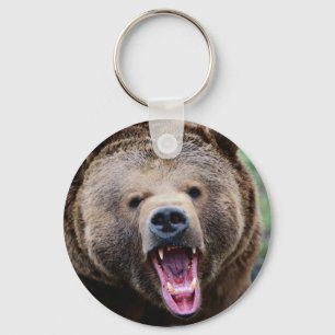 Brüllender Grizzlybär Schlüsselanhänger
