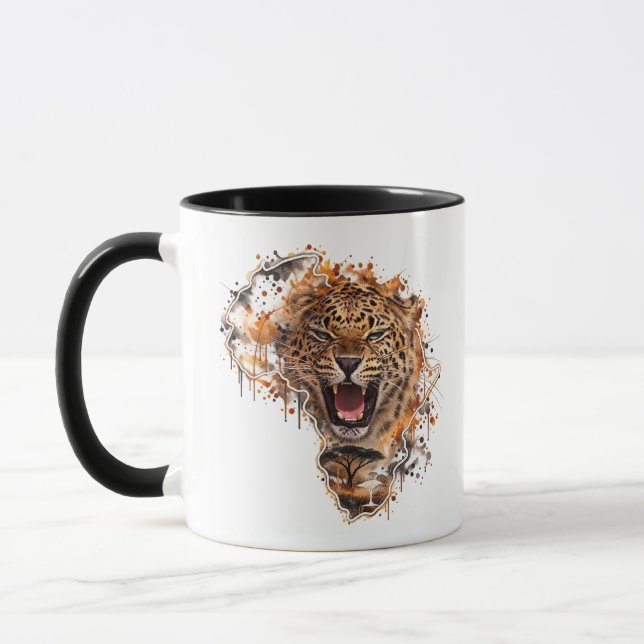 Brüllender Leopard Wildlife  Tasse (Links)
