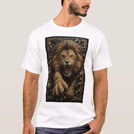 Brüllender Löwe – 3D-Mikromosaik T-Shirt