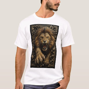 Brüllender Löwe – 3D-Mikromosaik T-Shirt