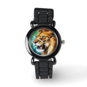 Brüllender Löwe Seitenporträt-57566 Armbanduhr