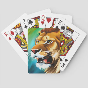 Brüllender Löwe Seitenporträt-57566 Spielkarten