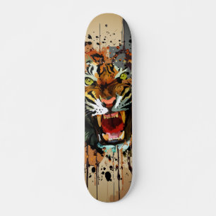 Brüllender Tiger-Farbspritzer Minimal Urban Art Skateboard