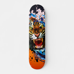 Brüllender Tiger-Farbspritzer-Surf-Welle-Straßenku Skateboard
