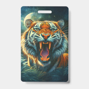Brüllender Tiger Mondlicht Dschungel Ausweis