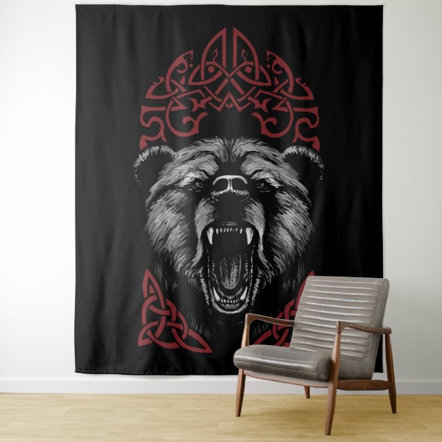 Brüllender Wikingerbär Wandteppich (Beispiel)