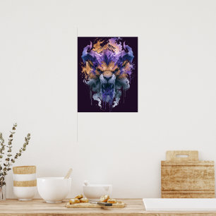 Brüllendes Dämonen-Löwe Poster