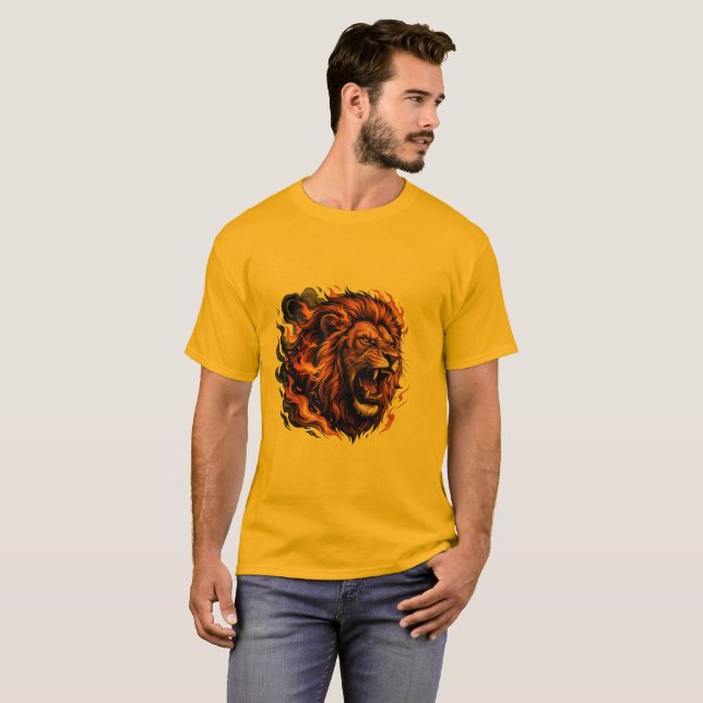 Brüllendes Löwe T-Shirt – Wilde Kraft Graphi (Vorne ganz)