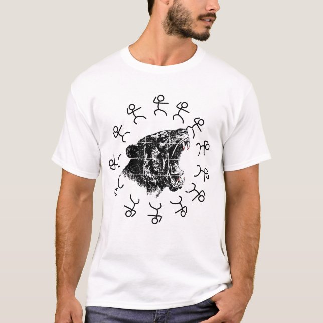 brüllendes Tiger-Strichmännchen-Grafik T-Shirt (Vorderseite)
