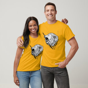 Brüllendes weißes Löwenkopf-Grafik-T-Shirt T-Shirt