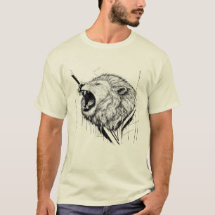 Brüllendes weißes Löwenkopf-Grafik-T-Shirt T-Shirt