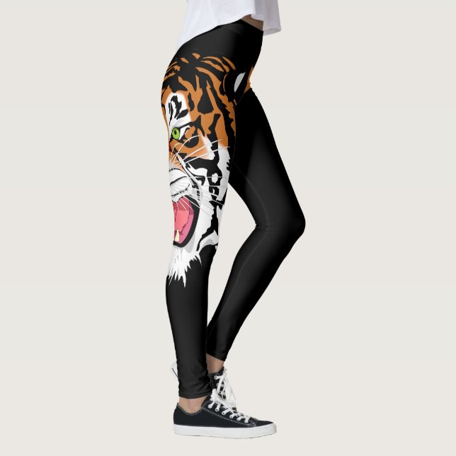 Brüllentiger-Hauptdruck auf schwarzen Leggings (Rechts)