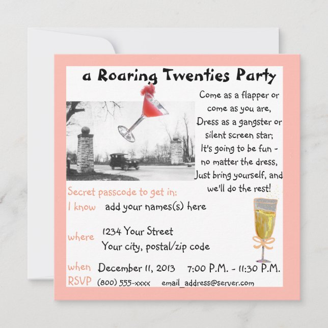 Brüllenzwanziger jahre Gala Einladung (Vorderseite)