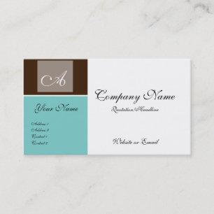 Brun et cartes de visite chics turquoises de style
