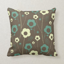 Brun et coussin floral turquoise