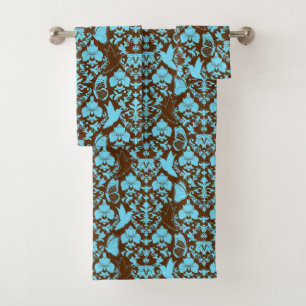 Brun et turquoise de damassé de jardin
