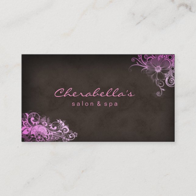 Brun floral de rose de carte de visite de salon de (Devant)