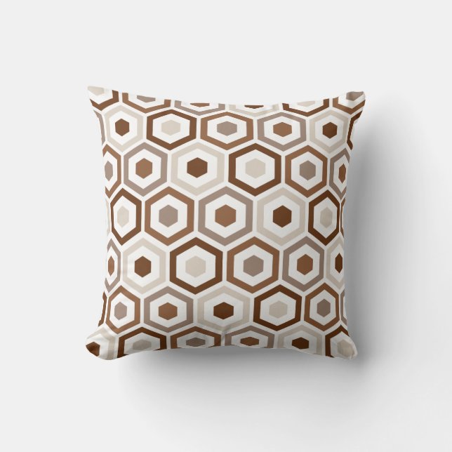 Brun géométrique de beige du coussin | de motif (Recto)