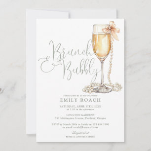 Brunch And Bubbly QR-Code Foto Brautparty Einladung
