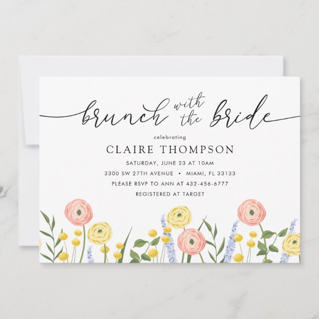Brunch avec la mariée Floral Shower Invitation (Devant)