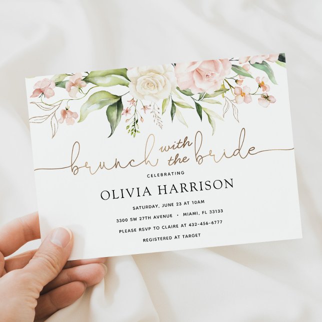 Brunch avec la mariée Gold Shower Invitation (Créateur téléchargé)