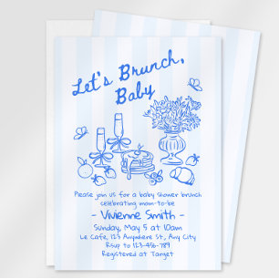 Brunch-Baby-Shower-Einladung Blaue Streifen Einladung