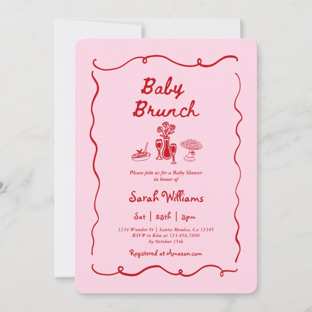 Brunch Baby Shower Girl Invitation Einladung (Vorderseite)