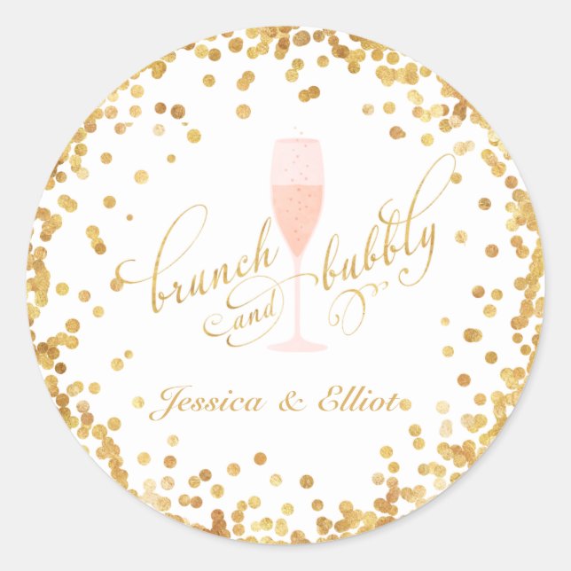 Brunch & Bachelorette Verlobung Brunch Runder Aufkleber (Vorderseite)