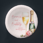 Brunch-Begrüßungszeichen am Geburtstag Pappteller<br><div class="desc">Das sind rosa Brunch und bubbly floral Mimosa Champagne Birthday Brunch Paper Bowls!</div>