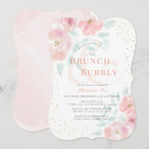 Brunch & Bubble Airline Rose Rosa Brautparty Einladung