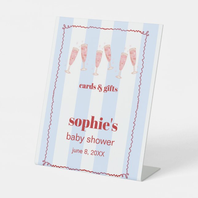 Brunch & Bubbly Babyduschkarten & Geschenksignatur Sockelschild (Vorderseite)