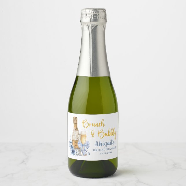 BRUNCH & BUBBLY Blue Floral Brautparty (Vorderseite)