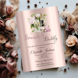 Brunch & Bubbly Blume Perlen Brautparty Einladung