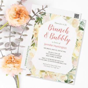 Brunch & Bubbly Boho Bridal Dusche Einladung Postkarte