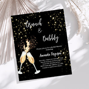 Brunch Bubbly Brautparty Black Einladung