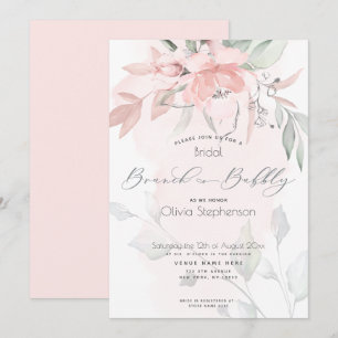 Brunch Bubbly Brautparty Blush Wilde Rose Invita Einladung