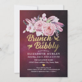 Brunch & Bubbly Brautparty Boho Floral Feather Einladung