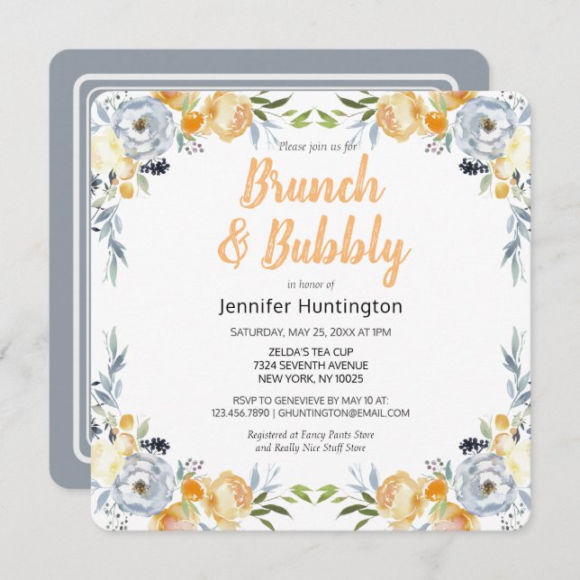 Brunch & Bubbly Brautparty Floral Boho (Vorne/Hinten)
