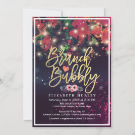 Brunch & Bubbly Brautparty Floral String Lights Einladung