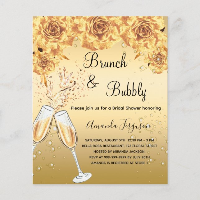Brunch Bubbly Brautparty Flyer (Vorne)