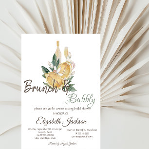 Brunch & Bubbly-Brautparty für Wasserfarben-Lemons Einladung